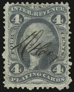 Sale 938, Lot 1929, Revenues, 4c Playing Cards, Perforated (R21c) Sale 938, Lot 1929, Revenues