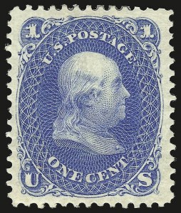 Sale 946, Lot 424, 1875 Re-Issue of 1861-66 Issue (Scott 102-111), 1c Blue, Re-Issue (102) Sale 946, Lot 424, 1875 Re-Issue of 1861-66 Issue (Scott 102-111)