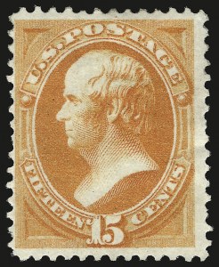 Sale 946, Lot 570, 1873 Continental Bank Note Co. Issue (Scott 156-166), 15c Yellow Orange (163) Sale 946, Lot 570, 1873 Continental Bank Note Co. Issue (Scott 156-166)