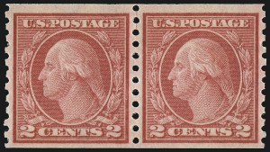 Sale 953, Lot 1156, 1913-15 Washington-Franklin Issues (Scott 424-461), 2c Red, Ty. II, Coil (454) Sale 953, Lot 1156, 1913-15 Washington-Franklin Issues (Scott 424-461)