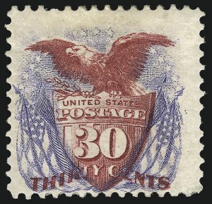 Sale 953, Lot 533, 1875 Re-Issue of 1869 Pictorial Issue (Scott 123-133a), 30c Blue & Carmine, Re-Issue (131) Sale 953, Lot 533, 1875 Re-Issue of 1869 Pictorial Issue (Scott 123-133a)