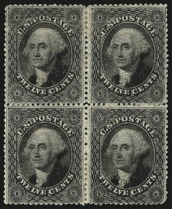 Sale 959, Lot 2189, 1857-60 Issue (Scott 18-39), 12c Black, Plate 3 (36b) Sale 959, Lot 2189, 1857-60 Issue (Scott 18-39)
