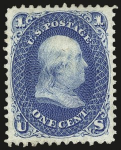 Sale 962, Lot 2319, 1861-66 Issue (Scott 62B-78), 1c Blue (63) Sale 962, Lot 2319, 1861-66 Issue (Scott 62B-78)