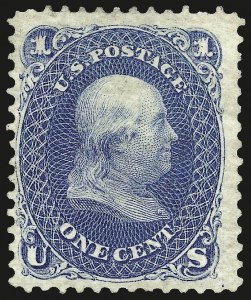 Sale 962, Lot 2364, 1875 Re-Issue of 1861-66 Issue (Scott 102-111), 1c Blue, Re-Issue (102) Sale 962, Lot 2364, 1875 Re-Issue of 1861-66 Issue (Scott 102-111)