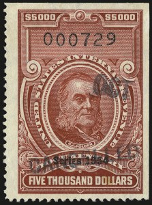 Sale 967, Lot 5260, Revenues (Second and Later Issues), $5,000.00 Carmine, Series 1954 (R686) Sale 967, Lot 5260, Revenues (Second and Later Issues)