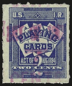Sale 967, Lot 5307, Revenues (Playing Cards), 7c on 2c Blue, Playing Cards (RF5) Sale 967, Lot 5307, Revenues (Playing Cards)