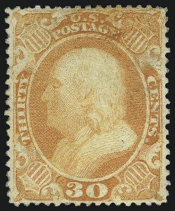 Sale 975, Lot 1226, 1857-60 Issue (Scott 18-39), 30c Orange (38) Sale 975, Lot 1226, 1857-60 Issue (Scott 18-39)