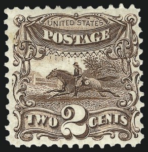 Sale 975, Lot 1369, 1875 Re-Issue of 1869 Pictorial Issue (Scott 123-133a), 2c Brown, Re-Issue (124) Sale 975, Lot 1369, 1875 Re-Issue of 1869 Pictorial Issue (Scott 123-133a)