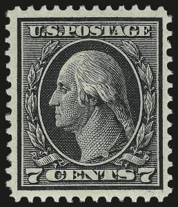 Sale 975, Lot 1824, 1912-14 Washington-Franklin Issue (Scott 405-423), 7c Black (407) Sale 975, Lot 1824, 1912-14 Washington-Franklin Issue (Scott 405-423)