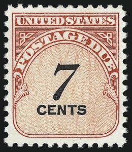 Sale 1003, Lot 5336, United States Postage Due Issues (Singles, Scott J47-J96a, Balance), 7c Carmine Rose & Black, Dull Gum (J95 var) Sale 1003, Lot 5336, United States Postage Due Issues (Singles, Scott J47-J96a, Balance)