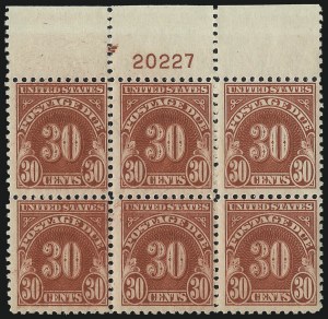 Sale 1003, Lot 5411, United States Postage Due Issues (Blocks and Plate Blocks, Scott J67-J104), 30c Carmine (J75) Sale 1003, Lot 5411, United States Postage Due Issues (Blocks and Plate Blocks, Scott J67-J104)