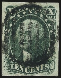 Sale 992, Lot 2052, 10c and 12c 1851-56 Issue (Scott 13-17), 10c Green, Ty. I (13) Sale 992, Lot 2052, 10c and 12c 1851-56 Issue (Scott 13-17)