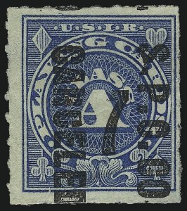 Sale 997, Lot 6611, Revenues, 7c on 2c Blue, Playing Cards (RF7) Sale 997, Lot 6611, Revenues
