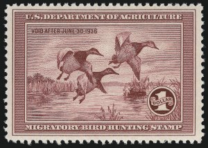 Sale 997, Lot 6627, Hunting Permits (RW), $1.00 1935 Hunting Permit (RW2) Sale 997, Lot 6627, Hunting Permits (RW)