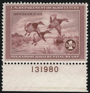 Sale 997, Lot 6628, Hunting Permits (RW), $1.00 1935 Hunting Permit (RW2) Sale 997, Lot 6628, Hunting Permits (RW)