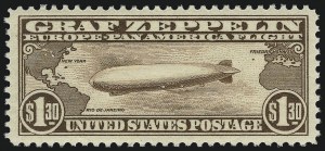 Sale 1011, Lot 840, Air Post (Scott C1-C18, CL1), $1.30 Graf Zeppelin (C14) Sale 1011, Lot 840, Air Post (Scott C1-C18, CL1)