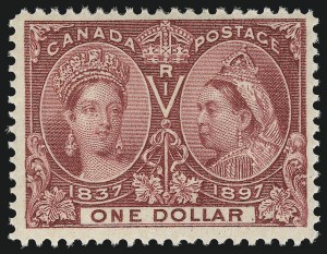 Sale 1026, Lot 2015, Foreign Stamps and Covers: Canada, CANADA, 1897, $1.00 Jubilee (61; SG 136) Sale 1026, Lot 2015, Foreign Stamps and Covers: Canada