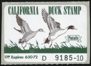 Sale 1031, Lot 1241, Savings, Telegraph Company Stamps, $1.00 1972 California Hunting Permit (2) Sale 1031, Lot 1241, Savings, Telegraph Company Stamps