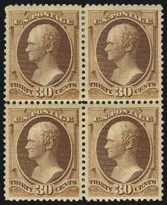 Sale 1040, Lot 1458, 1879-88 Bank Note Issues (Scott 182-218), 30c Orange Brown (217) Sale 1040, Lot 1458, 1879-88 Bank Note Issues (Scott 182-218)