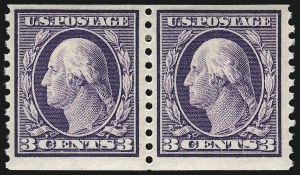 Sale 1040, Lot 1817, 1914-15 Issues (Scott 445-461), 3c Violet, Coil (445) Sale 1040, Lot 1817, 1914-15 Issues (Scott 445-461)