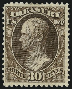 Sale 1061, Lot 4193, Officials, Cont., 30c Treasury, Soft Paper (O112) Sale 1061, Lot 4193, Officials, Cont.