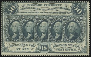 Sale 1061, Lot 4557, Postal Savings and Postage Currency, 5c-50c Postage Currency, "ABCo" Imprint, Perforated and Imperforate (PC1-PC8) Sale 1061, Lot 4557, Postal Savings and Postage Currency