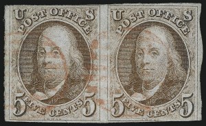Sale 1067, Lot 862, 1847 Issue and 1875 Reproduction of 1847 Issue (Scott 1-4), 5c Red Brown (1) Sale 1067, Lot 862, 1847 Issue and 1875 Reproduction of 1847 Issue (Scott 1-4)