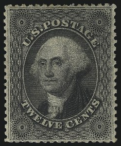 Sale 1067, Lot 980, 10c-90c 1857-60 Issue (Scott 31-39), 12c Black, Plate 3 (36B) Sale 1067, Lot 980, 10c-90c 1857-60 Issue (Scott 31-39)