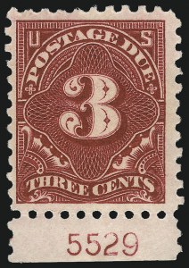 Sale 1068, Lot 408, Special Delivery thru Other Back-of-Book, 3c Carmine Lake (J54) Sale 1068, Lot 408, Special Delivery thru Other Back-of-Book