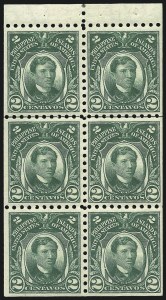 Sale 1082, Lot 669, United States Possessions: Philippines, PHILIPPINES, 1914, 2c Green, Booklet Pane of Six (276a) Sale 1082, Lot 669, United States Possessions: Philippines