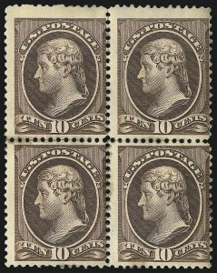 Sale 1096, Lot 365, 1881-88 American Bank Note Co. Issues (Scott 205-218), 10c Brown (209) Sale 1096, Lot 365, 1881-88 American Bank Note Co. Issues (Scott 205-218)