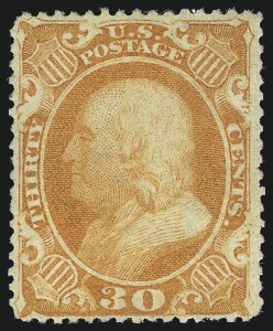 Sale 1096, Lot 88, 12c-90c 1857-60 Issue (Scott 36-39), 30c Orange (38) Sale 1096, Lot 88, 12c-90c 1857-60 Issue (Scott 36-39)