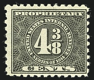 Sale 1110, Lot 1412, Proprietary, Cont. (Scott RB17-RB42), 4-3/8c Black, 1914 Issue, Proprietary (RB42) Sale 1110, Lot 1412, Proprietary, Cont. (Scott RB17-RB42)