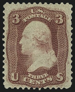 Sale 1111, Lot 36, 1861-66 Issue (Scott 56-78), 3c Brown Rose, First Design (56) Sale 1111, Lot 36, 1861-66 Issue (Scott 56-78)