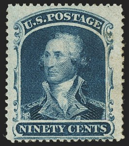 Sale 1140, Lot 389, 5c-90c 1857-60 Issue (Scott 27-39), 90c Blue (39) Sale 1140, Lot 389, 5c-90c 1857-60 Issue (Scott 27-39)