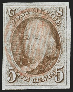 Sale 1145, Lot 304, New York Postmasters Provisional thru 1847 Issue, 5c Red Brown (1) Sale 1145, Lot 304, New York Postmasters Provisional thru 1847 Issue