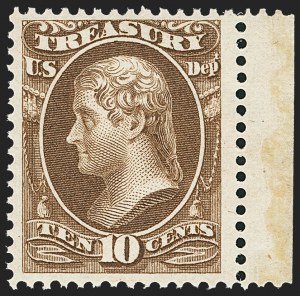 Sale 1150, Lot 1201, Officials: Treasury thru War, 10c Treasury (O77) Sale 1150, Lot 1201, Officials: Treasury thru War