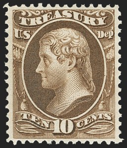 Sale 1150, Lot 1202, Officials: Treasury thru War, 10c Treasury (O77) Sale 1150, Lot 1202, Officials: Treasury thru War