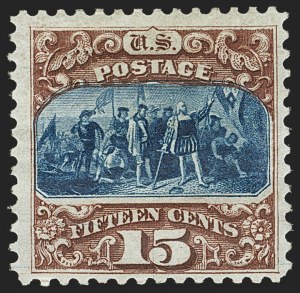 Sale 1162, Lot 233, 1875 Re-Issue of 1869 Pictorial Issue (Scott 123-133a), 15c Brown & Blue, Re-Issue (129) Sale 1162, Lot 233, 1875 Re-Issue of 1869 Pictorial Issue (Scott 123-133a)