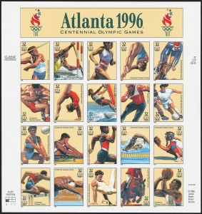 Sale 1162, Lot 614, National Parks and Modern Errors incl. Upright Jenny Sheet (Scott 740a-4806d), 32c 1996 Summer Olympics, Se-Tenant Pane of 20, Imperforate (3068u) Sale 1162, Lot 614, National Parks and Modern Errors incl. Upright Jenny Sheet (Scott 740a-4806d)