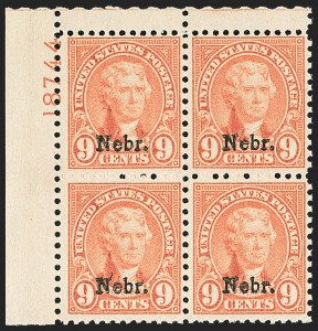 Sale 1166, Lot 1170, 1925 and Later Issues (Scott 628-1529), 9c Nebr. Ovpt. (678) Sale 1166, Lot 1170, 1925 and Later Issues (Scott 628-1529)