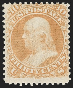 Sale 1187, Lot 137, 1861-66 Issue (Scott 56-78), 30c Orange (71) Sale 1187, Lot 137, 1861-66 Issue (Scott 56-78)