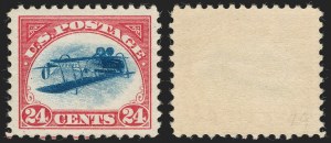 Sale 1192, Lot 644, 24c Inverted Jenny, Mint Never-Hinged, Position 49 (Scott C3a), 24c Carmine Rose & Blue, Center Inverted (C3a) Sale 1192, Lot 644, 24c Inverted Jenny, Mint Never-Hinged, Position 49 (Scott C3a)