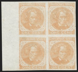 Sale 1192, Lot 923, Confederate States: General Issues off-Cover, 1c Orange (14) Sale 1192, Lot 923, Confederate States: General Issues off-Cover