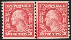 Sale 1227, Lot 3421, 1913-15 Washington-Franklin Issues (Scott 449-461), 2c Red, Ty. II, Coil (454) Sale 1227, Lot 3421, 1913-15 Washington-Franklin Issues (Scott 449-461)