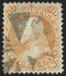 Sale 1230, Lot 1806, 1867-68 Grilled Issue and 1875 Re-Issue (Scott 79-111), 30c Orange, F. Grill (100) Sale 1230, Lot 1806, 1867-68 Grilled Issue and 1875 Re-Issue (Scott 79-111)