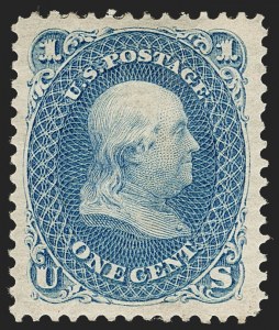 Sale 1230, Lot 1807, 1867-68 Grilled Issue and 1875 Re-Issue (Scott 79-111), 1c Blue, Re-Issue (102) Sale 1230, Lot 1807, 1867-68 Grilled Issue and 1875 Re-Issue (Scott 79-111)