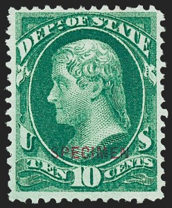 Sale 1230, Lot 2170, Officials, 10c State, Specimen Ovpt. (O62S) Sale 1230, Lot 2170, Officials