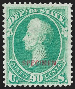 Sale 1230, Lot 2172, Officials, 90c State, Specimen Ovpt. (O67S) Sale 1230, Lot 2172, Officials