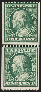 Sale 1234, Lot 320, 1908-12 Issues (Scott 385-404), 1c Green, Coil (385) Sale 1234, Lot 320, 1908-12 Issues (Scott 385-404)